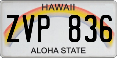 HI license plate ZVP836