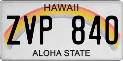 HI license plate ZVP840