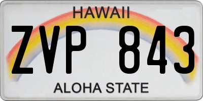 HI license plate ZVP843