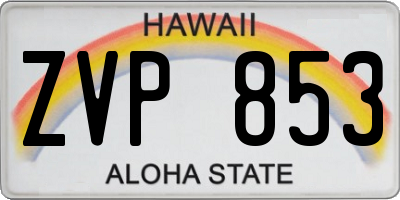 HI license plate ZVP853