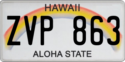 HI license plate ZVP863