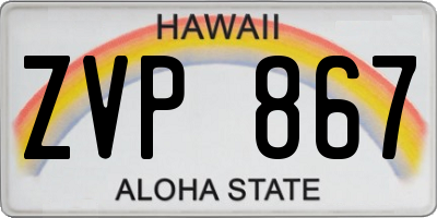 HI license plate ZVP867