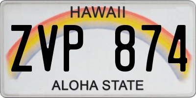 HI license plate ZVP874