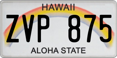 HI license plate ZVP875