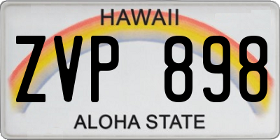 HI license plate ZVP898