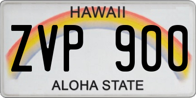 HI license plate ZVP900