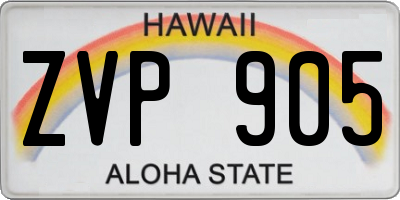HI license plate ZVP905