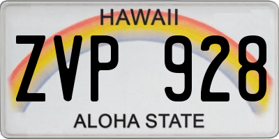 HI license plate ZVP928