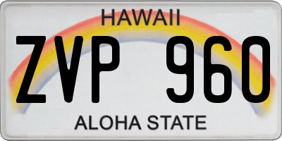 HI license plate ZVP960