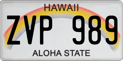 HI license plate ZVP989