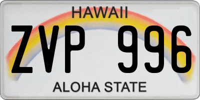 HI license plate ZVP996
