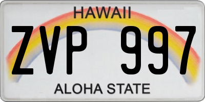 HI license plate ZVP997