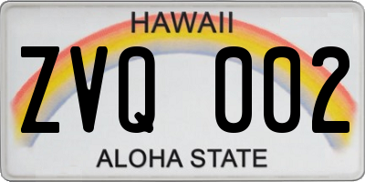 HI license plate ZVQ002
