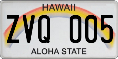 HI license plate ZVQ005