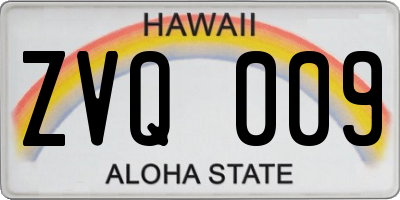 HI license plate ZVQ009