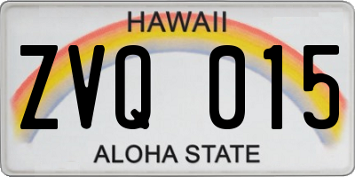 HI license plate ZVQ015