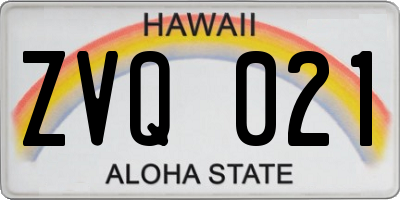 HI license plate ZVQ021