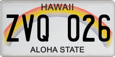 HI license plate ZVQ026