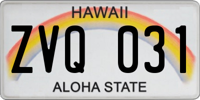 HI license plate ZVQ031