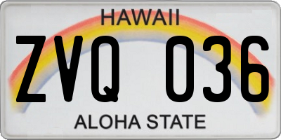 HI license plate ZVQ036