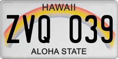 HI license plate ZVQ039