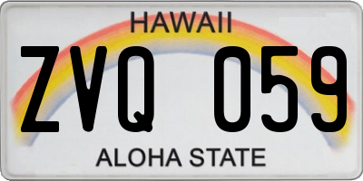 HI license plate ZVQ059