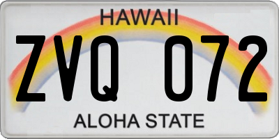HI license plate ZVQ072
