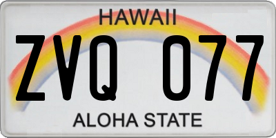 HI license plate ZVQ077