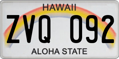 HI license plate ZVQ092