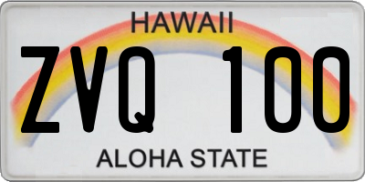 HI license plate ZVQ100