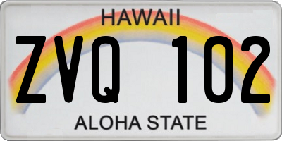 HI license plate ZVQ102