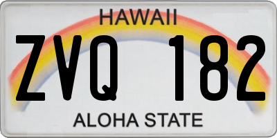 HI license plate ZVQ182