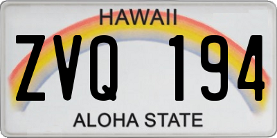 HI license plate ZVQ194