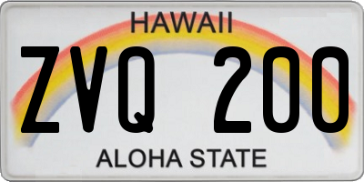 HI license plate ZVQ200