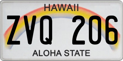 HI license plate ZVQ206