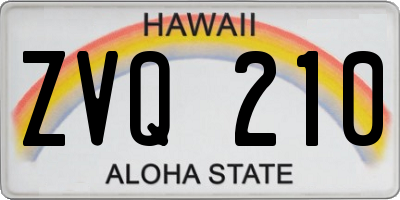 HI license plate ZVQ210