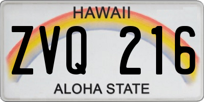 HI license plate ZVQ216
