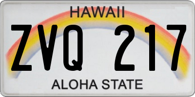 HI license plate ZVQ217