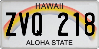 HI license plate ZVQ218
