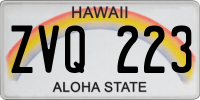 HI license plate ZVQ223