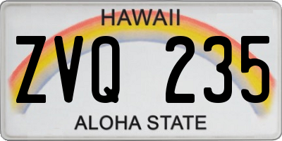 HI license plate ZVQ235