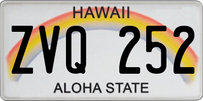 HI license plate ZVQ252