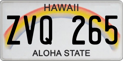 HI license plate ZVQ265