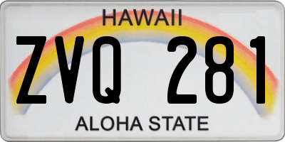 HI license plate ZVQ281