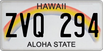 HI license plate ZVQ294
