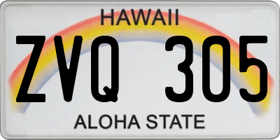 HI license plate ZVQ305