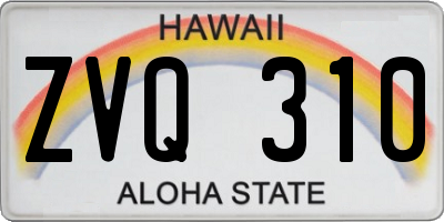 HI license plate ZVQ310