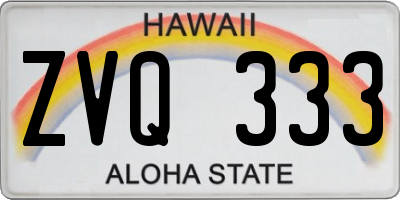 HI license plate ZVQ333