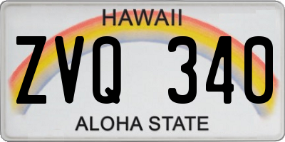 HI license plate ZVQ340