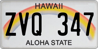 HI license plate ZVQ347